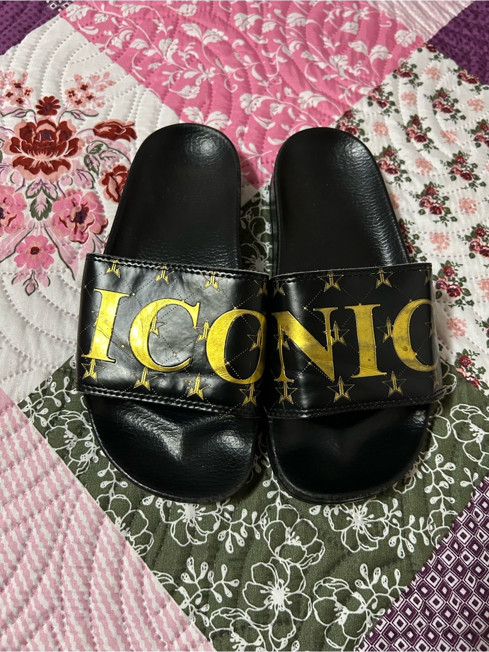 Jeffree Star Black 'ICONIC' Slide Sandals